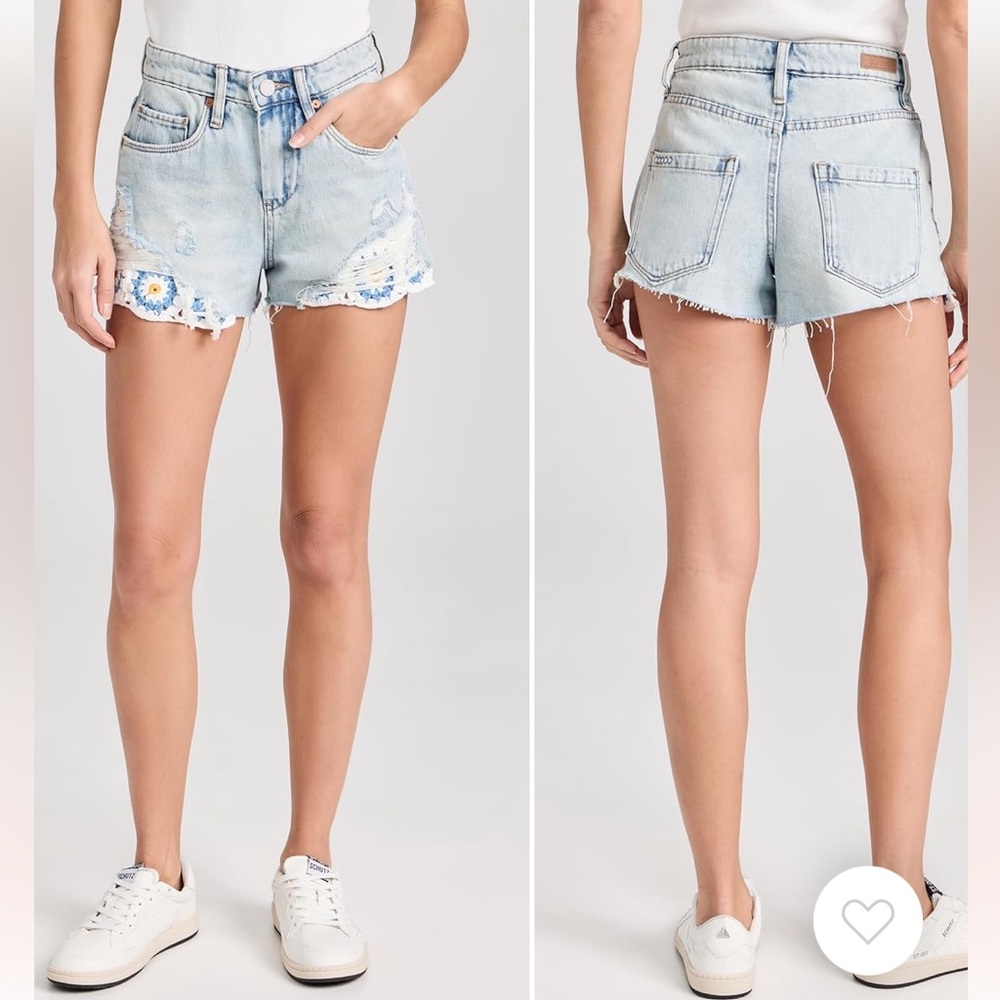 Blank NYC Light Blue Jean Shorts with Floral Detail